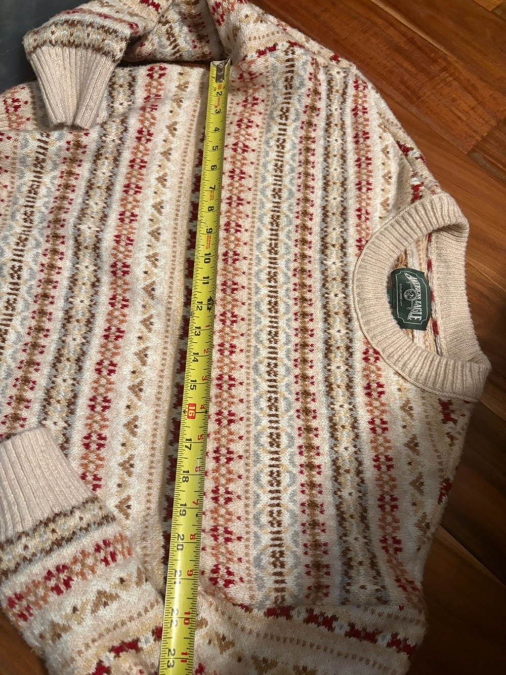 American Eagle Fair Isle Sweater Womens Large Cream Nordic Cozy Winter (0971) - Picture 3 of 6